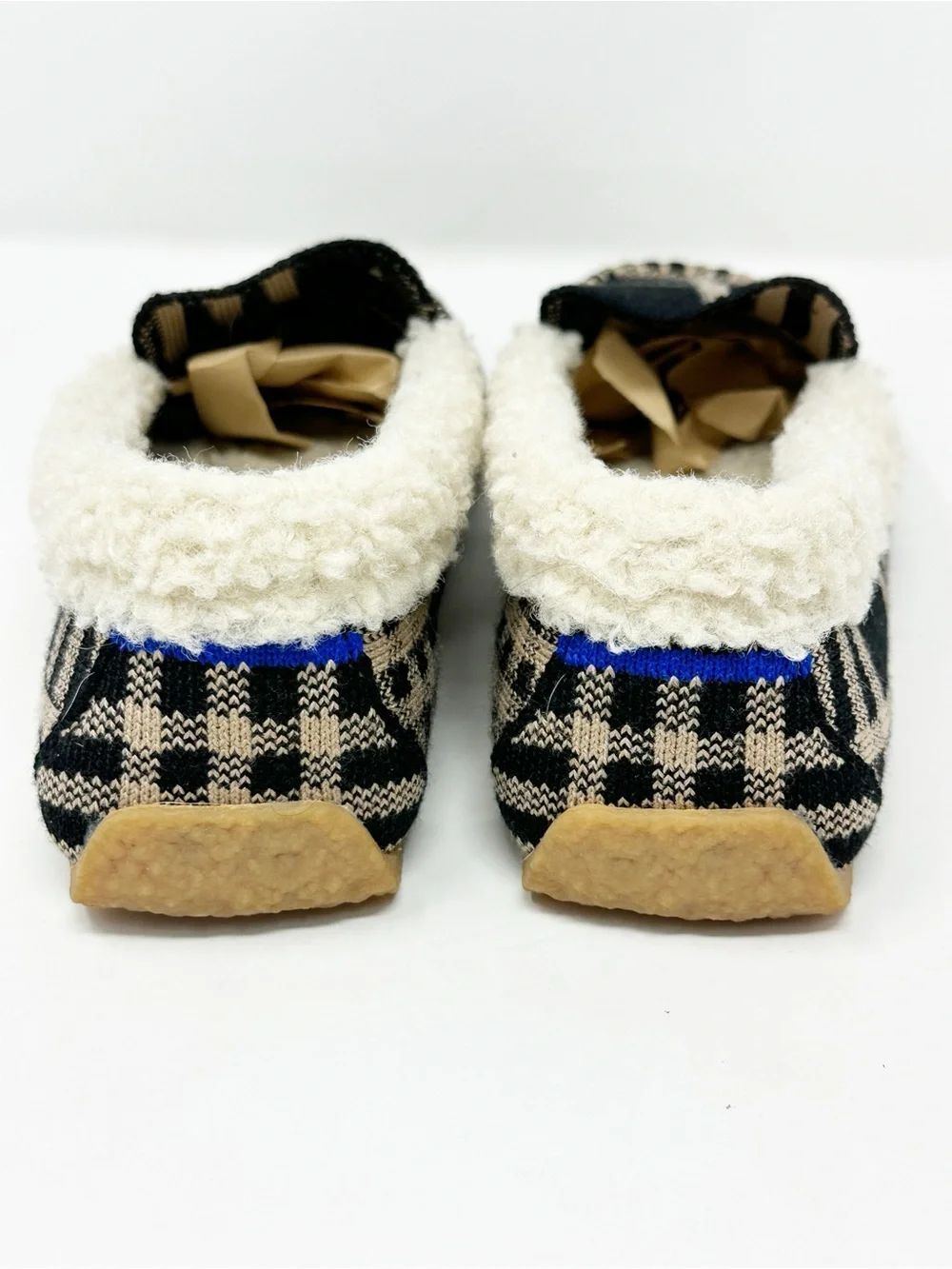 Rothy’s The Slipper Black Camel Plaid Loafer Sherpa Lined Merino Wool Size 7 - Picture 5 of 11